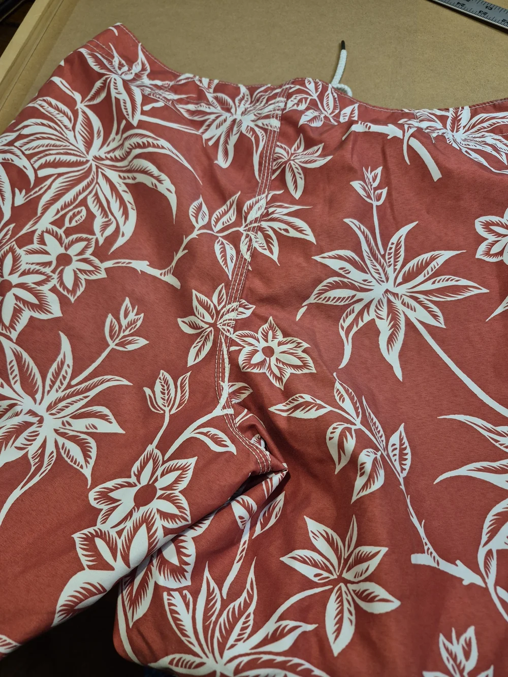 Polo by Ralph Lauren Red and White Tropical Print Swim Board Shorts